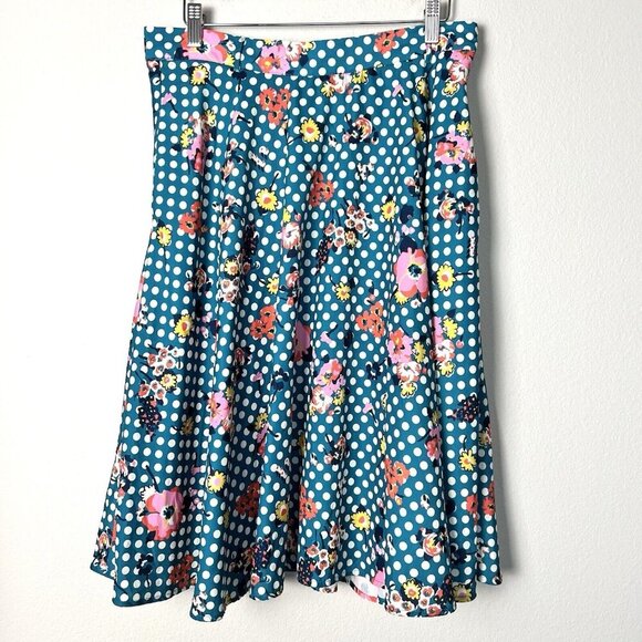 ModCloth Ikebana Retro Floral Midi Skirt Pinup 50s Colorful Maximalist Sz‎ Large - Picture 1 of 8